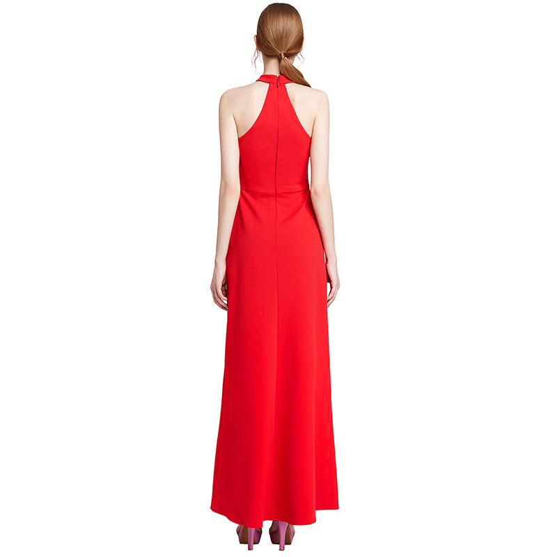 JJparty-D016 Women solid off shoulder bustier maxi evening dress