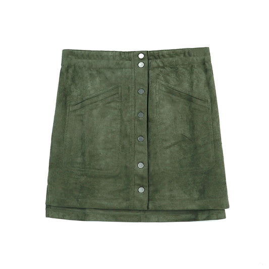 JJparty-G545 Women faux suede elasticated waist cargo mini skirt