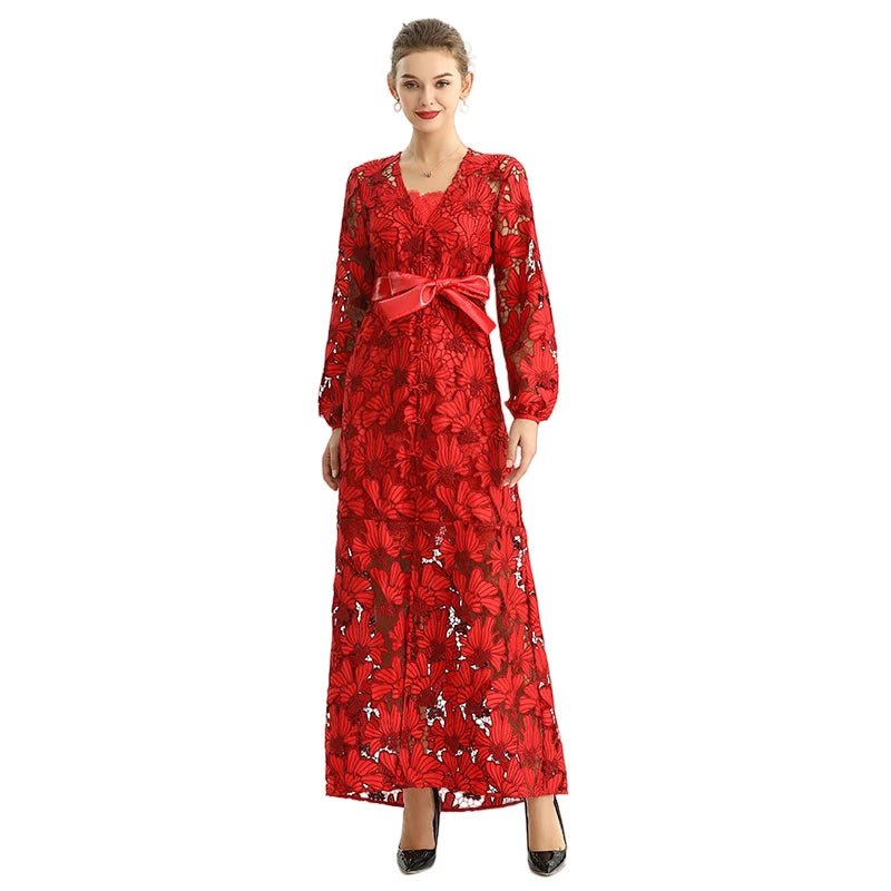 JJparty-C165-1 Women cut out embroidery maxi evening dress