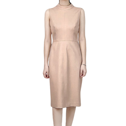 JJparty-D240 Women faux leather stand collar sleeveless straight-cut midi dress