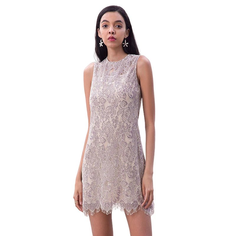 JJparty-D097-3 Women Floral eyelash lace sleeveless fitted day and party mini dress