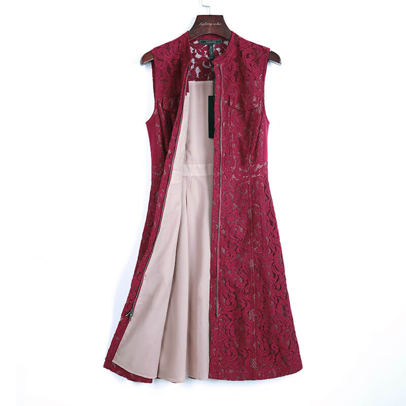 JJparty-2J98 Women solid lace band collar sleeveless bodycon midi dress