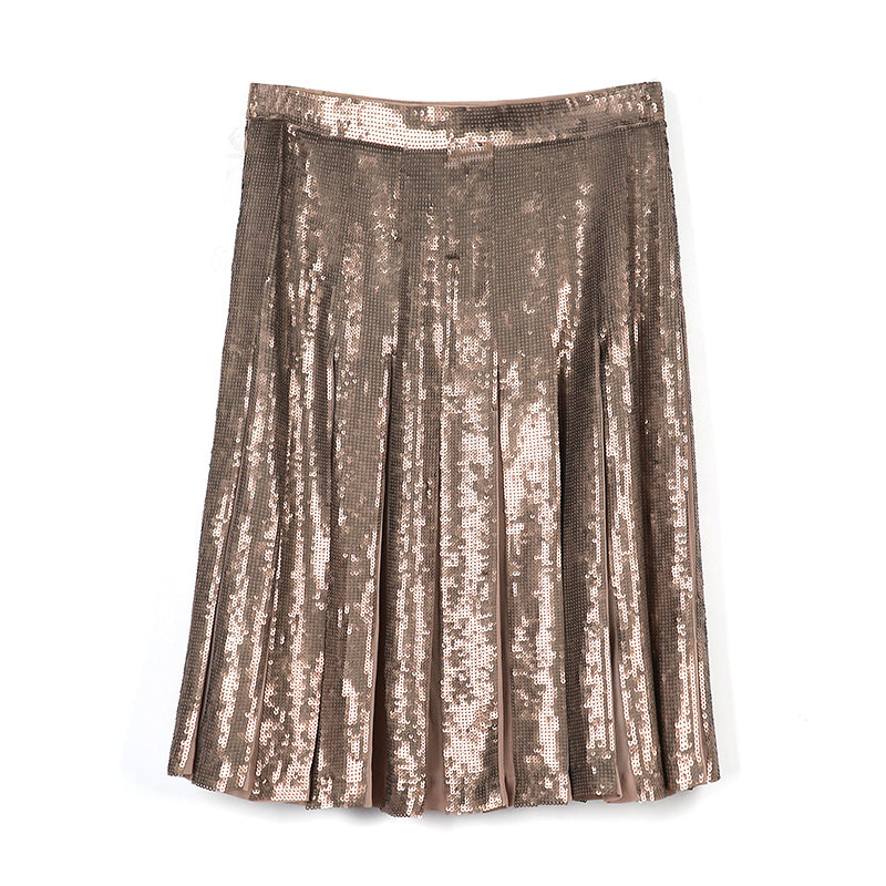 JJparty-C630 Women sequinned pleated party short skirt