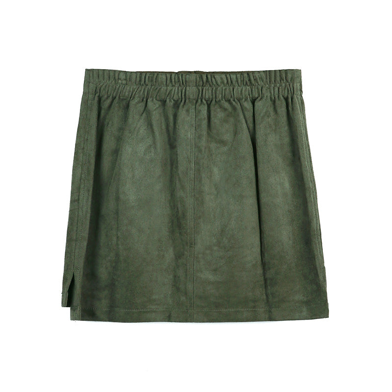 JJparty-G545 Women faux suede elasticated waist cargo mini skirt