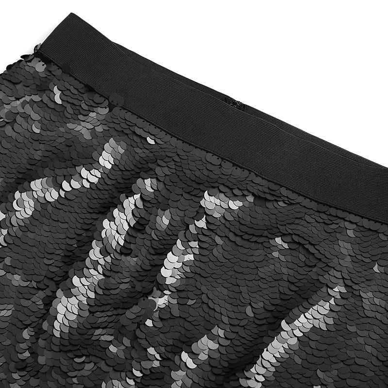 JJparty-C104 Women silk fully sequinned party min skirt