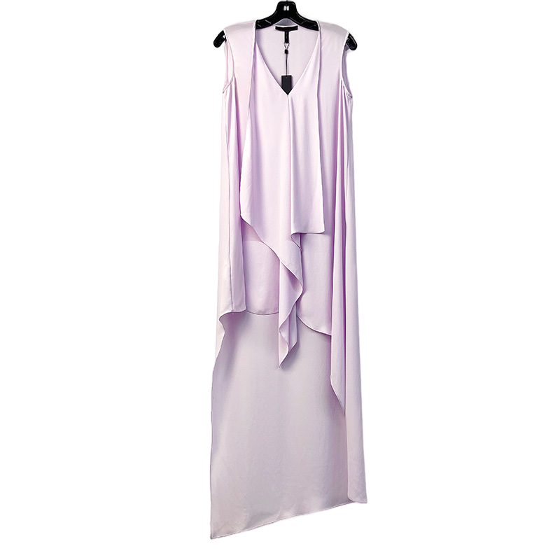 JJparty-8A59 Women solid V-neck front drape high-low design asymmetric hem day dress