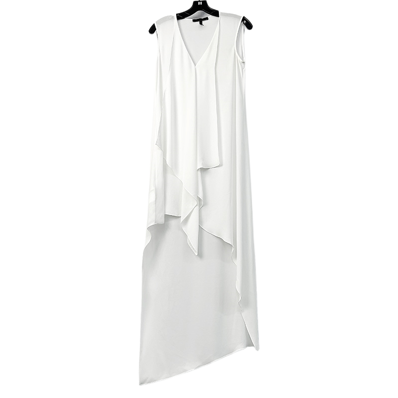 JJparty-8A59 Women solid V-neck front drape high-low design asymmetric hem day dress