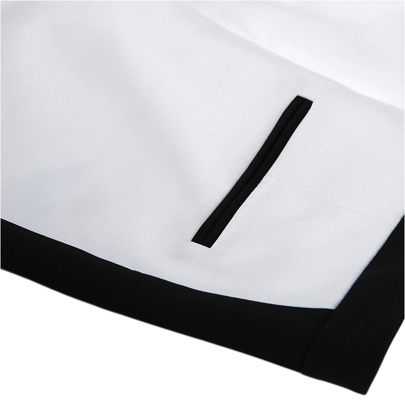 JJparty-G470 Women color-block suiting fabric mid waist flapped pocket mini skirt