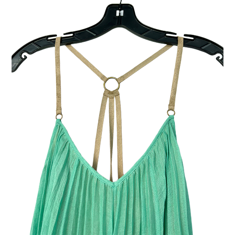 JJparty-9D51 Women solid gauze V-neck backless strappy pleated mini dress