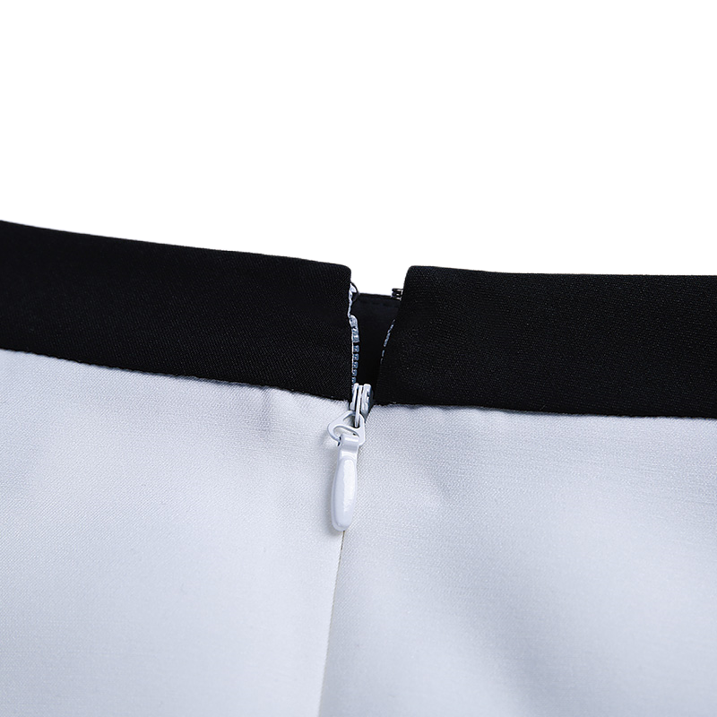 JJparty-G470 Women color-block suiting fabric mid waist flapped pocket mini skirt