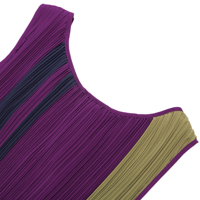 JJparty-T869 Women color-block patchwork design pleated midi party dress