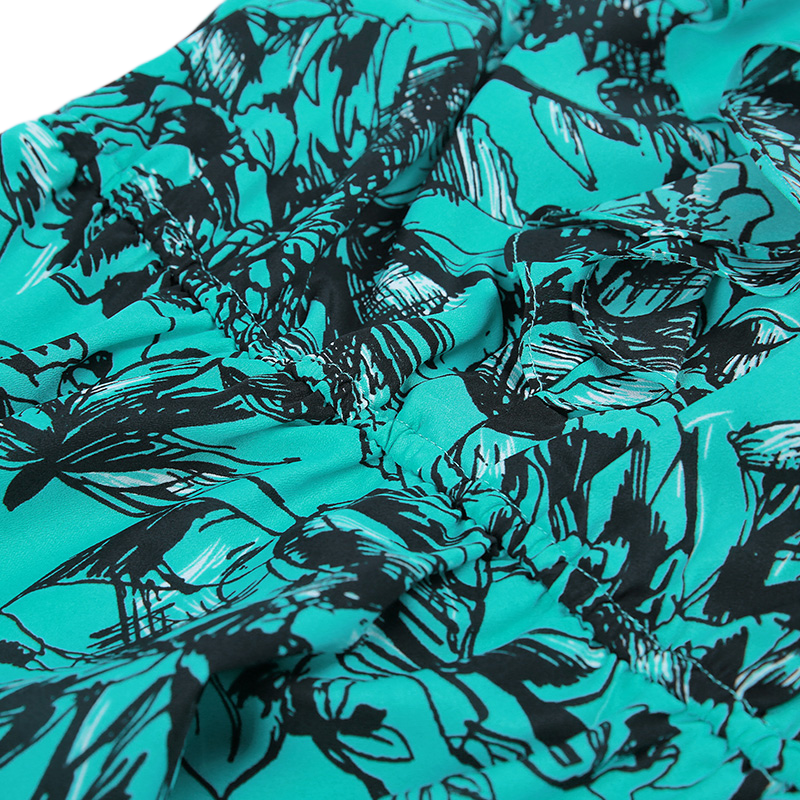 JJparty-I163 Women floral print ruffle collar sleeveless A-line dress