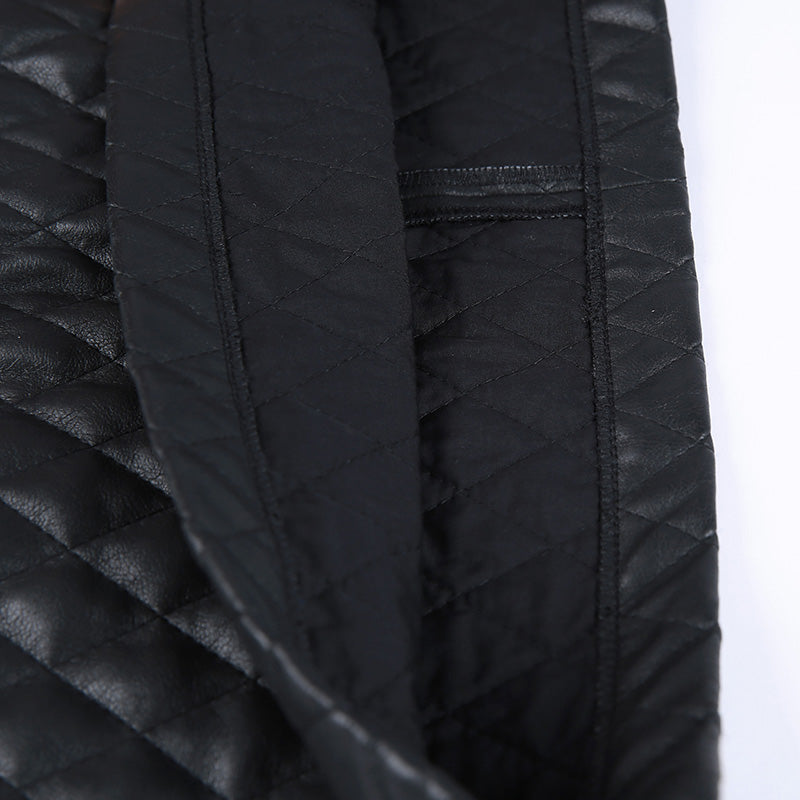 JJparty-S253 Women faux leather diamond quilted mini skirt