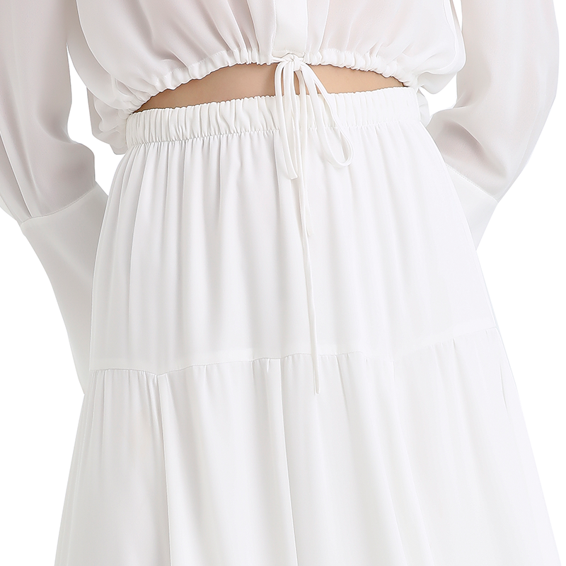 JJparty-S068-10 Women solid asymmetric panelled long flare handkerchief skirt