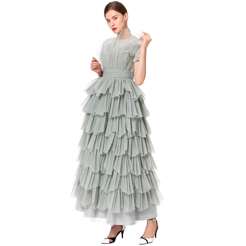 JJparty-D132-1 Girls velvet short sleeves top pleated ruffle tiered tulle gown