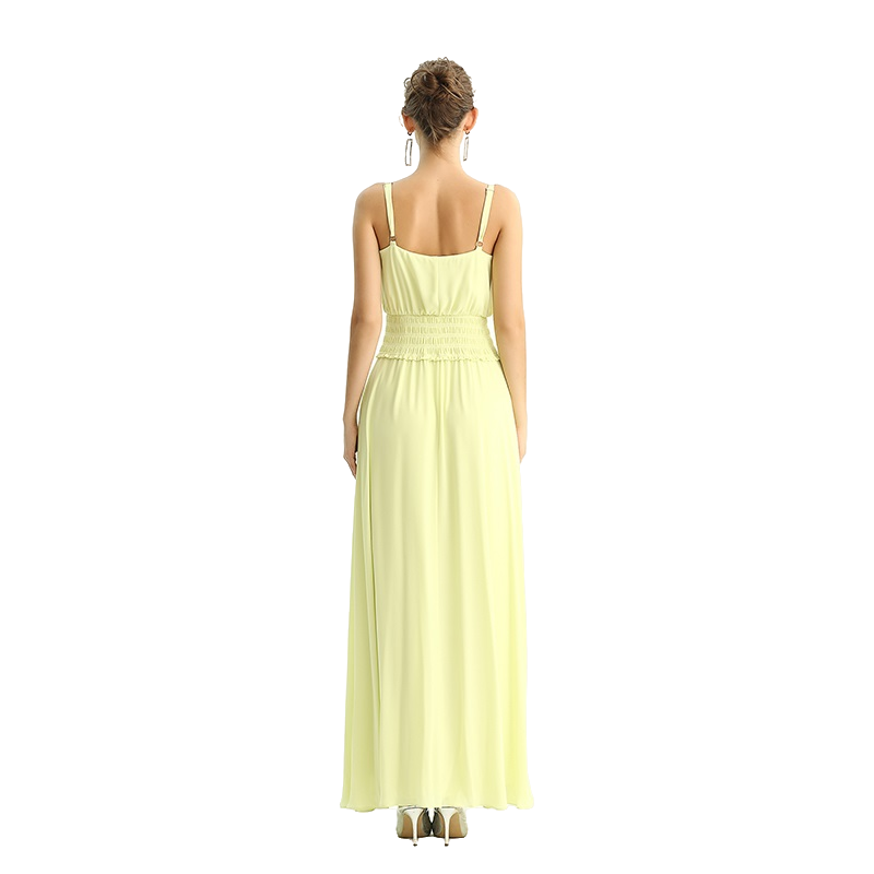 JJparty-D207 Women solid heavy georgette cowl neck maxi evening dress