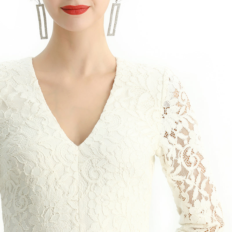 JJparty-R172 Women all-over lace long sleeve party jumpsuit
