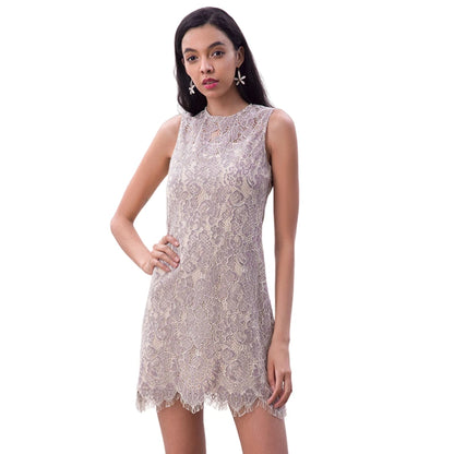 JJparty-D097-3 Women Floral eyelash lace sleeveless fitted day and party mini dress