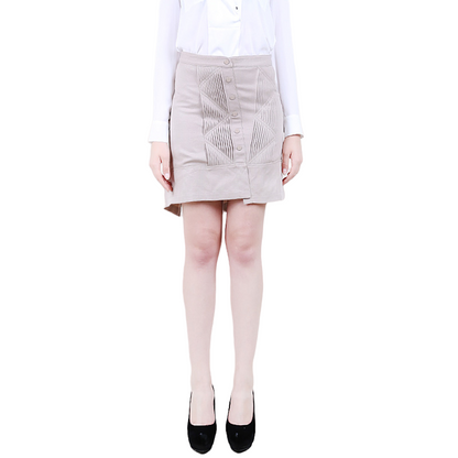 JJparty-C005 Women tencel blend pintuck detail asymmetric mini skirt