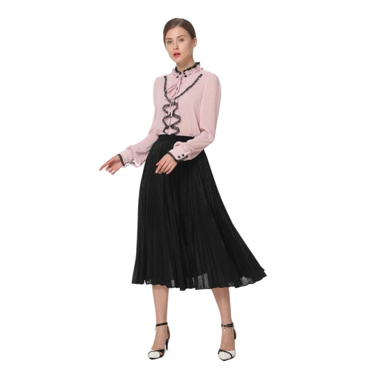 JJparty-C080 Women metallic knit elasticated waist full circle sunburst pleated evening midi skirt