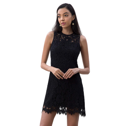JJparty-D097 Women floral eyelash lace sleeveless fitted day and party mini dress