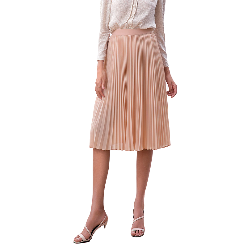 JJparty-S280S Women solid chiffon elasticated waist full circle sunburst pleated short skirt