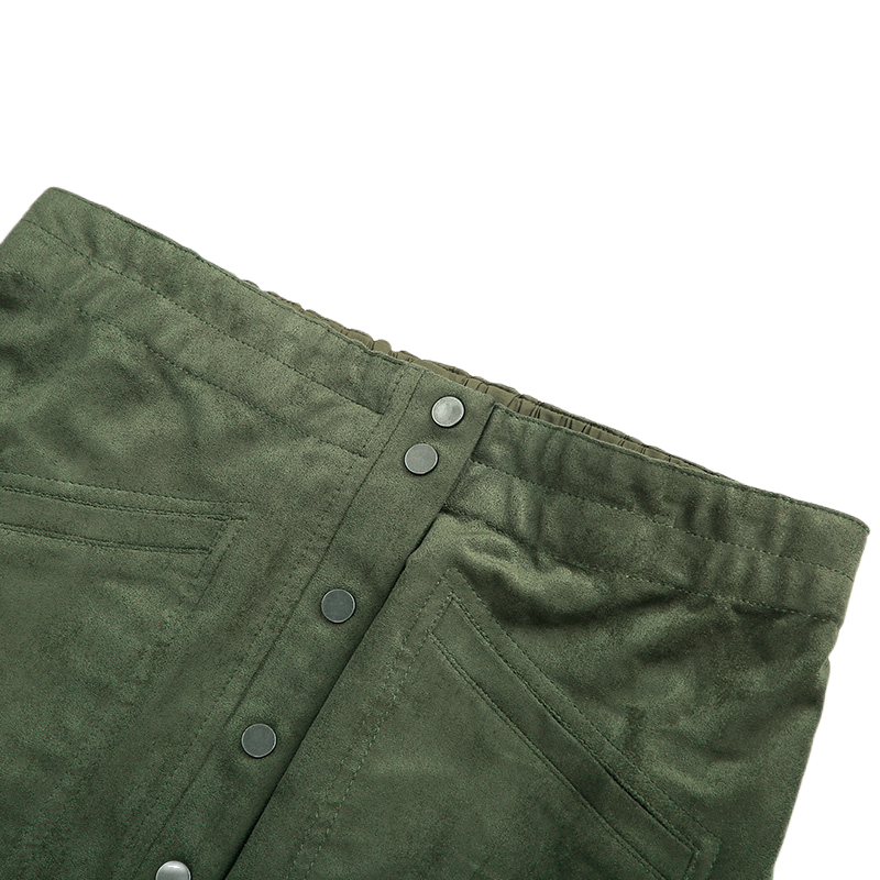 JJparty-G545 Women faux suede elasticated waist cargo mini skirt