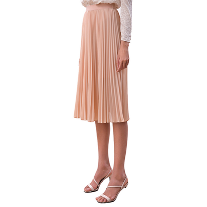 JJparty-S280S Women solid chiffon elasticated waist full circle sunburst pleated short skirt