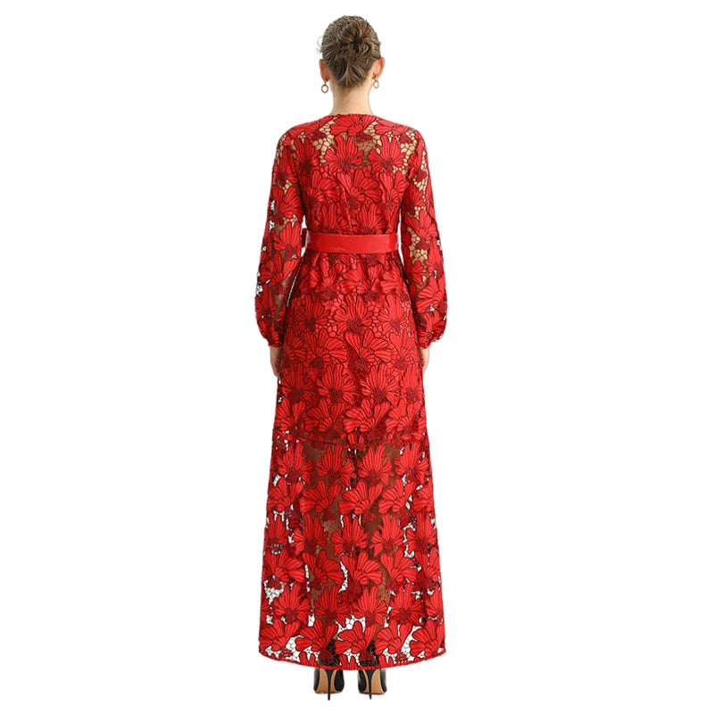 JJparty-C165-1 Women cut out embroidery maxi evening dress