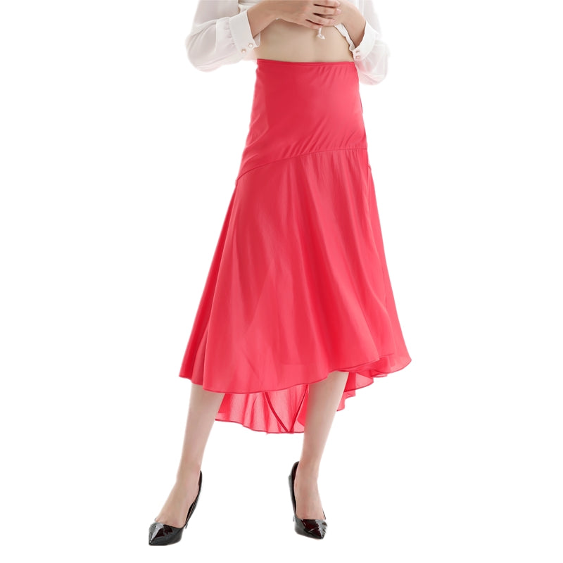JJparty-S070 Women solid wrap design panelled asymmetric casual midi skirt